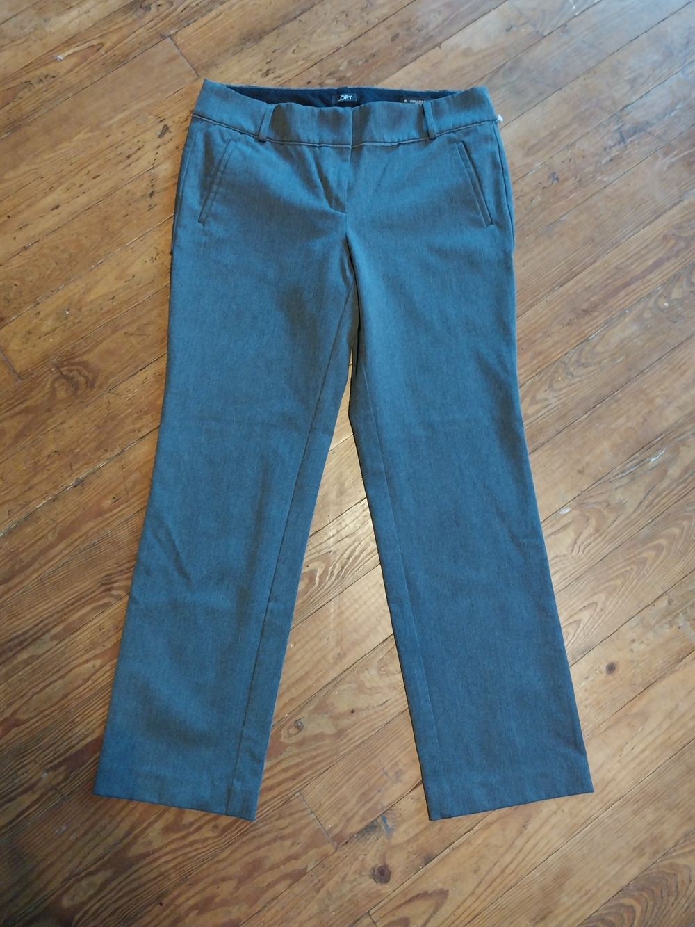 Loft Women's Gray Straight-Leg Dress Pants